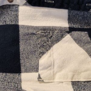 Navy and white flannel shirt